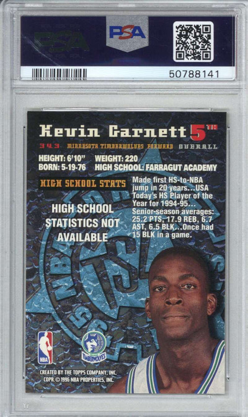 1995 Stadium Club 343 Kevin Garnett PSA 9 1