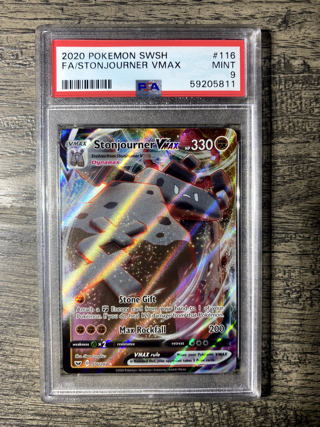 2020 Pokemon Sword and Shield Full Art Stonjourner VMAX PSA 90