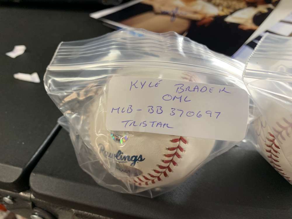 Kyle Bradek Signed Autographed OML Baseball MLB Tristar 2