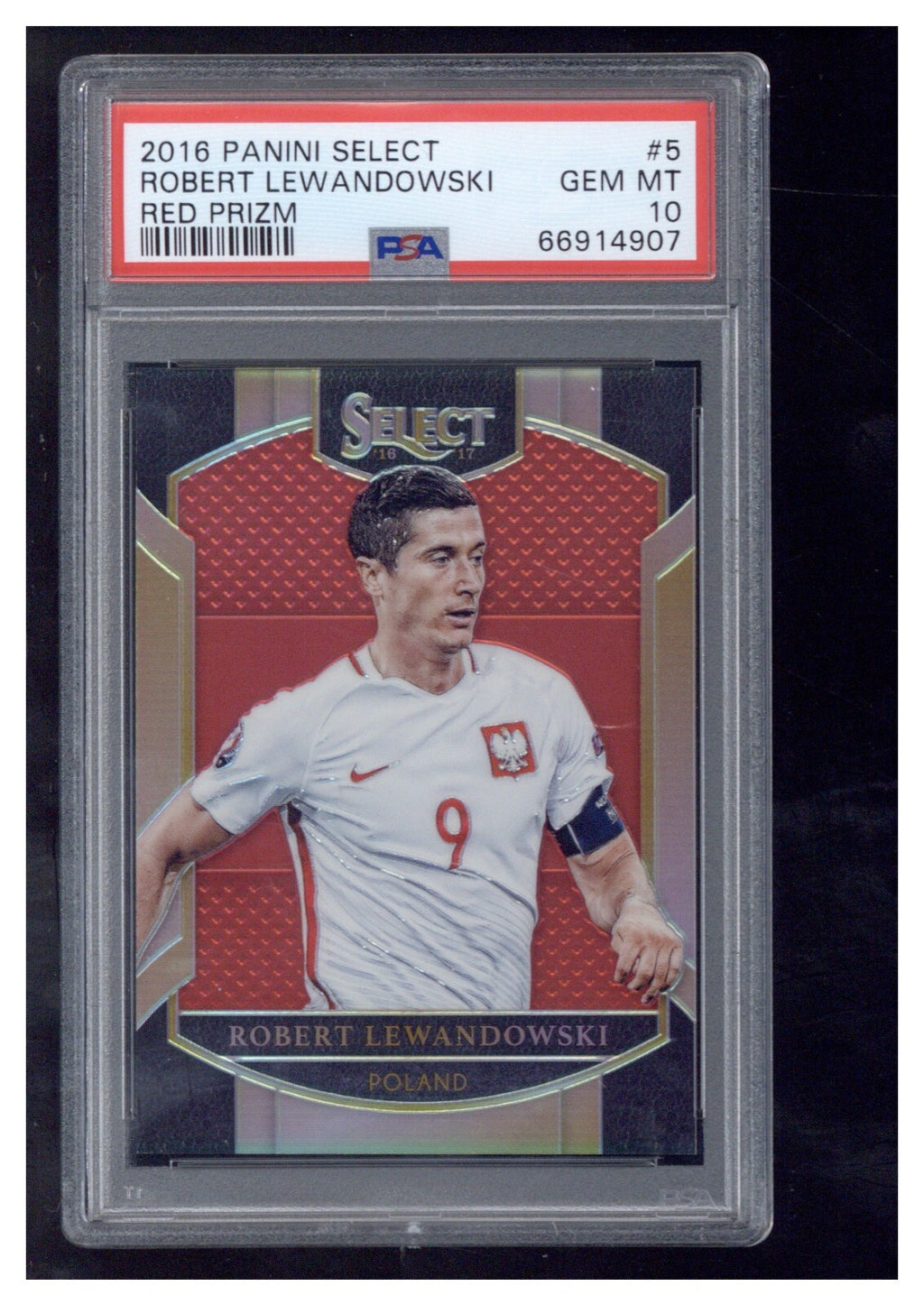 2016 Panini Select 5 Robert Lewandowski Red Prizm /199 PSA 90