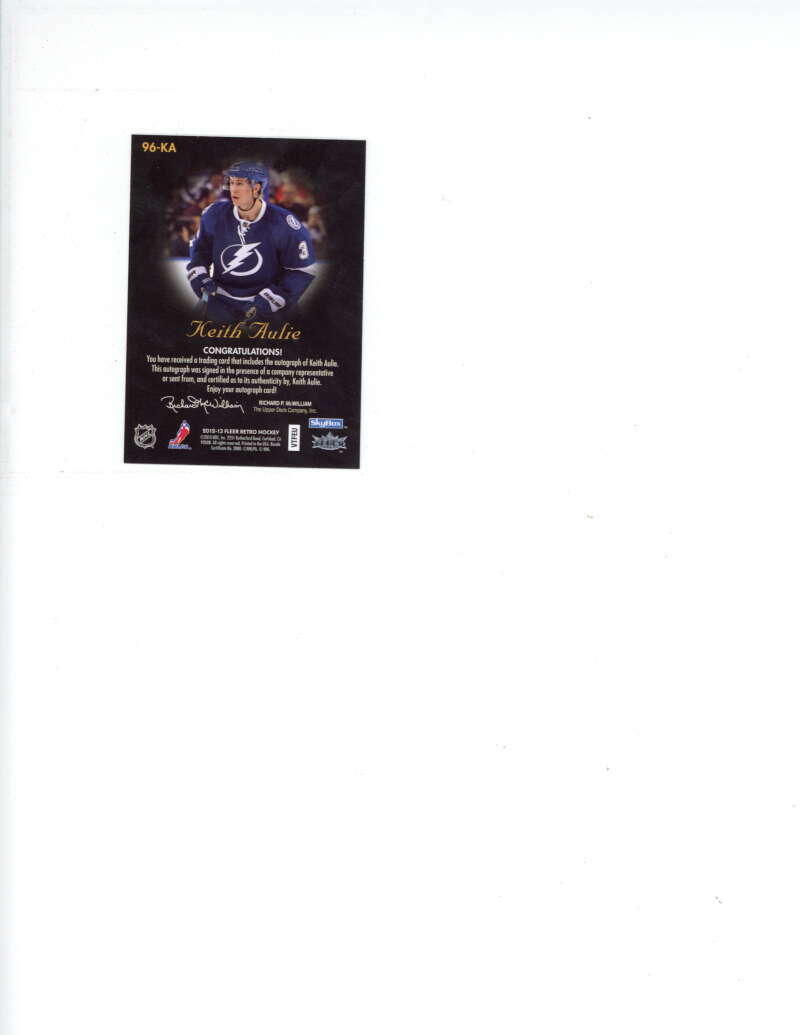 Keith Aulie Signed Auto 2012 13 Fleer Retro 1