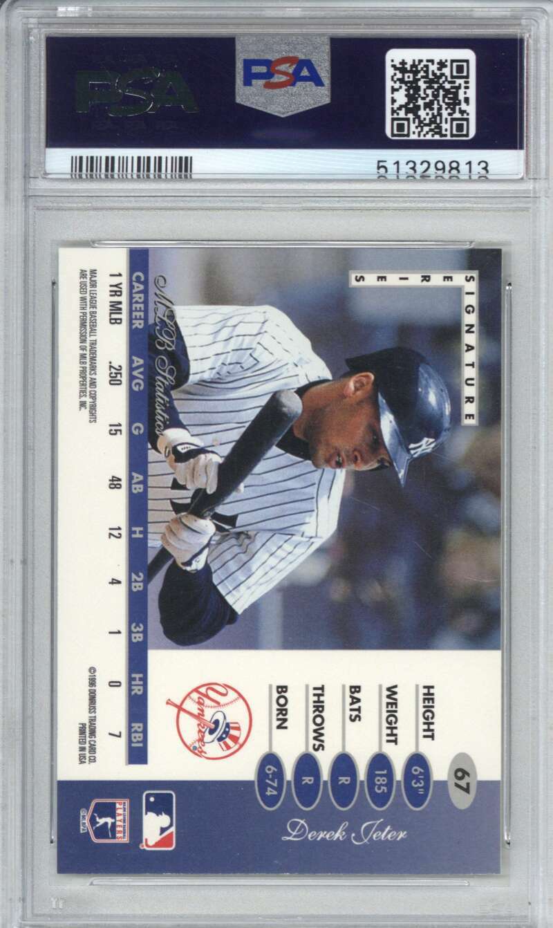 1996 Leaf Signature 67 Derek Jeter PSA 8 1