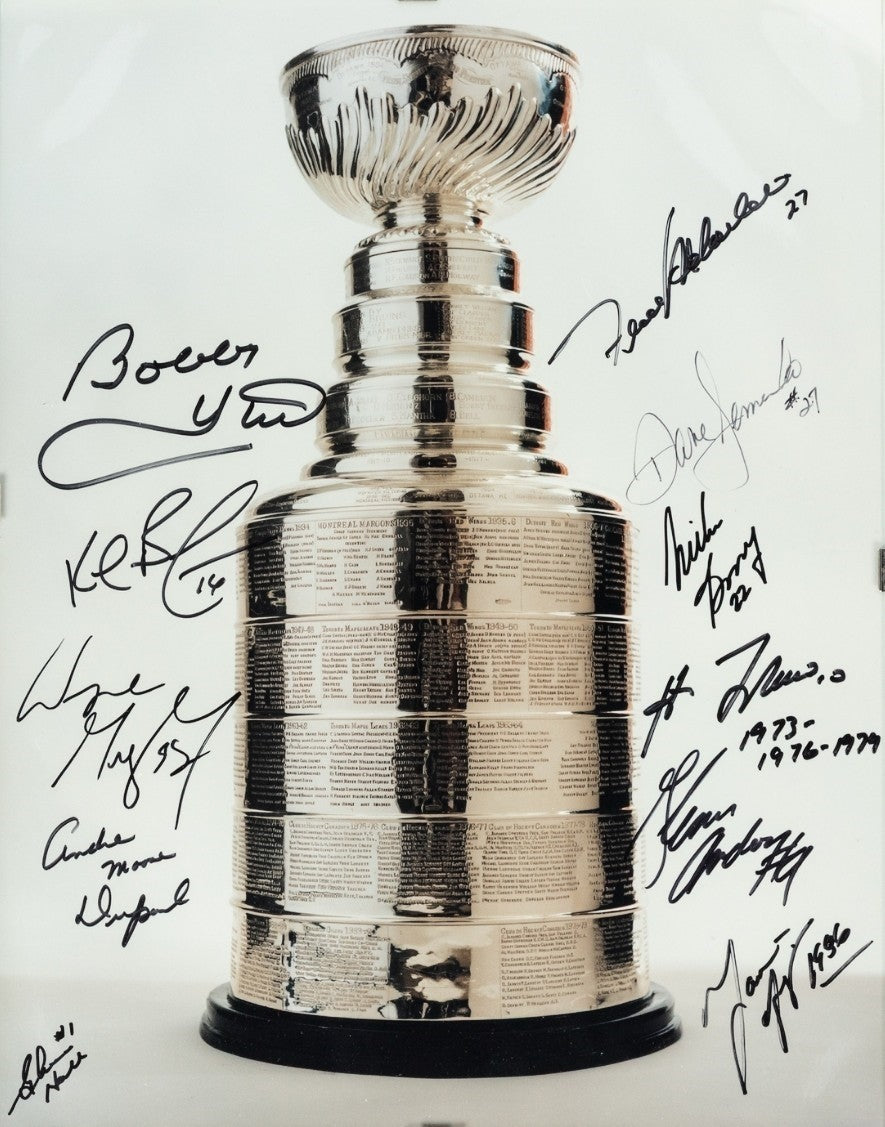 Wayne Gretzky Hull Lafleur Bossy Signed Auto Stanley Cup 11x14 Photo GRAD0