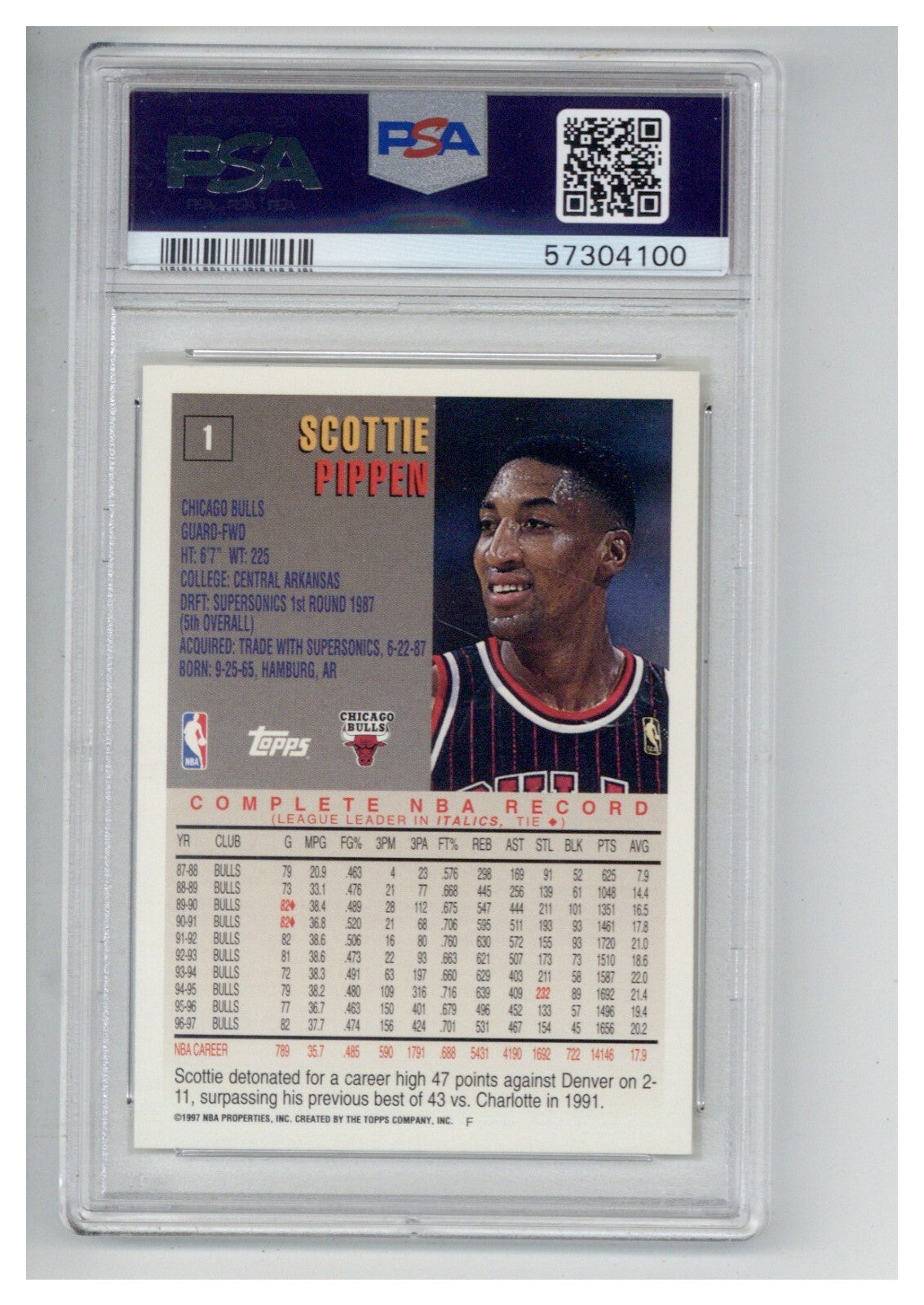 1998 Topps 1 Scottie Pippen PSA 71