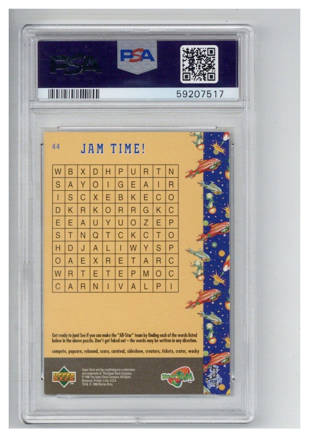 1996 Upper Deck Space Jam 44 It's Monstar Time PSA 91