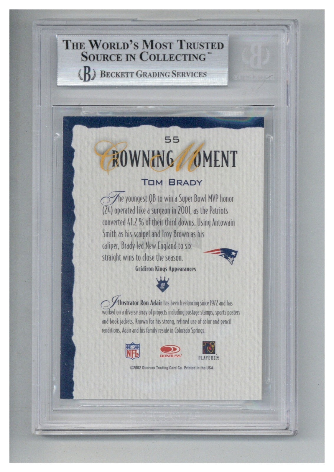 2002 Gridiron Kings Tom Brady 55 BGS 8.51