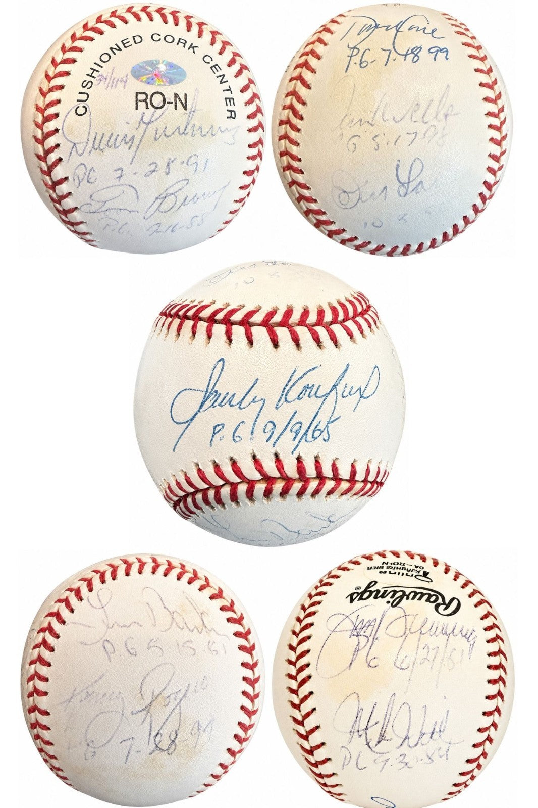 Perfect Game Pitchers Signed Auto Inscribed ONL Baseball Kenny Rogers OA GRAD0