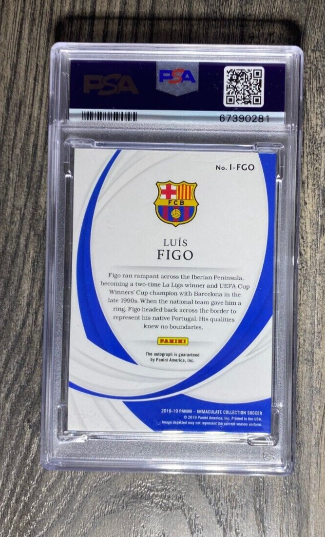 2018 Panini Immaculate Ink Luis Figo Auto /15 PSA 81