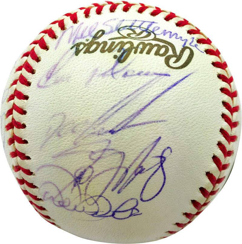 2000 Yankees Signed Autographed OML Baseball Jeter Steiner1