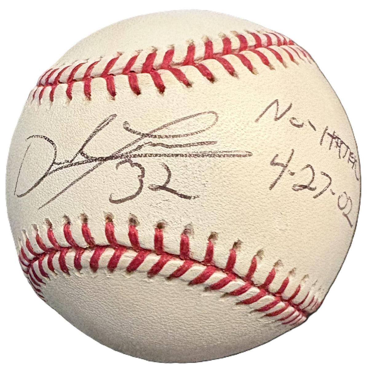 Derek Lowe Signed No Hitter 4 27 02 OML Baseball JSA COA0