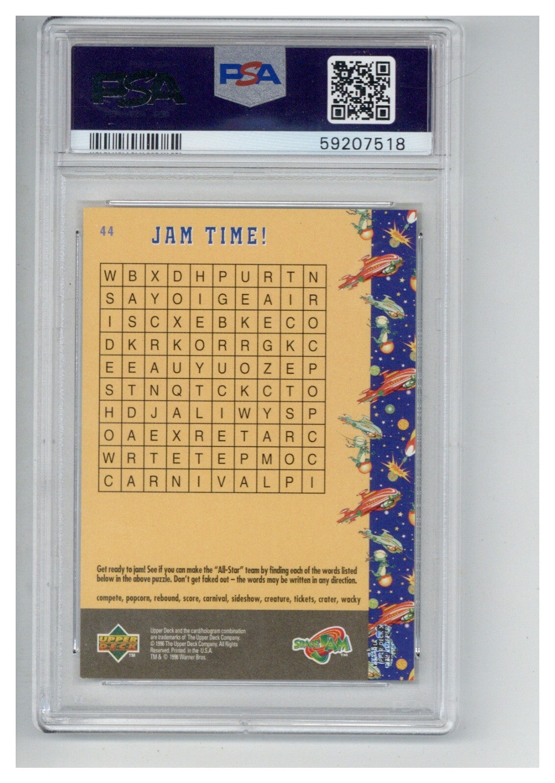 1996 Upper Deck Space Jam 44 It's Monstar Time PSA 81