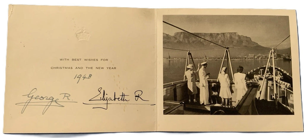 Queen Elizabeth King George VI Signed Auto 1948 Royal Christmas Card Grad LOA0