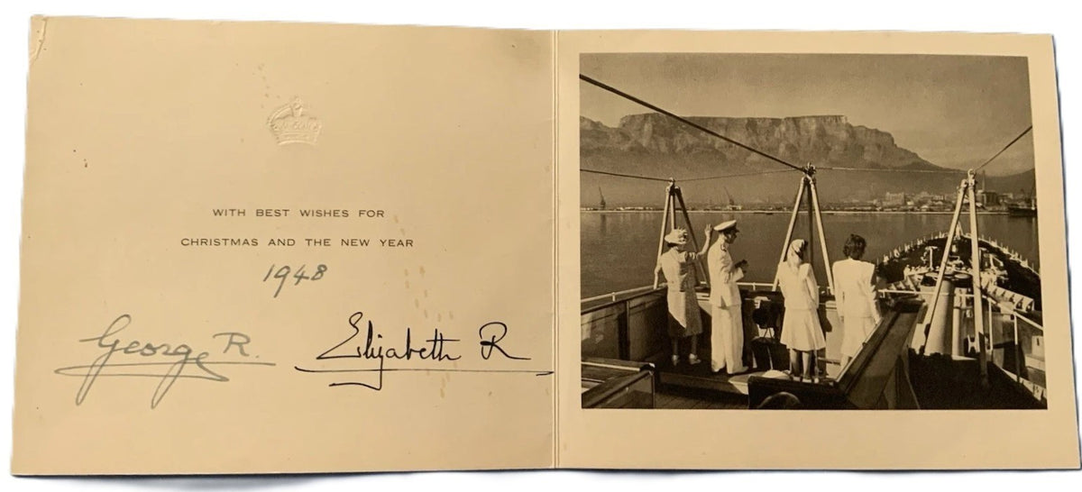 Queen Elizabeth King George VI Signed Auto 1948 Royal Christmas Card Grad LOA0