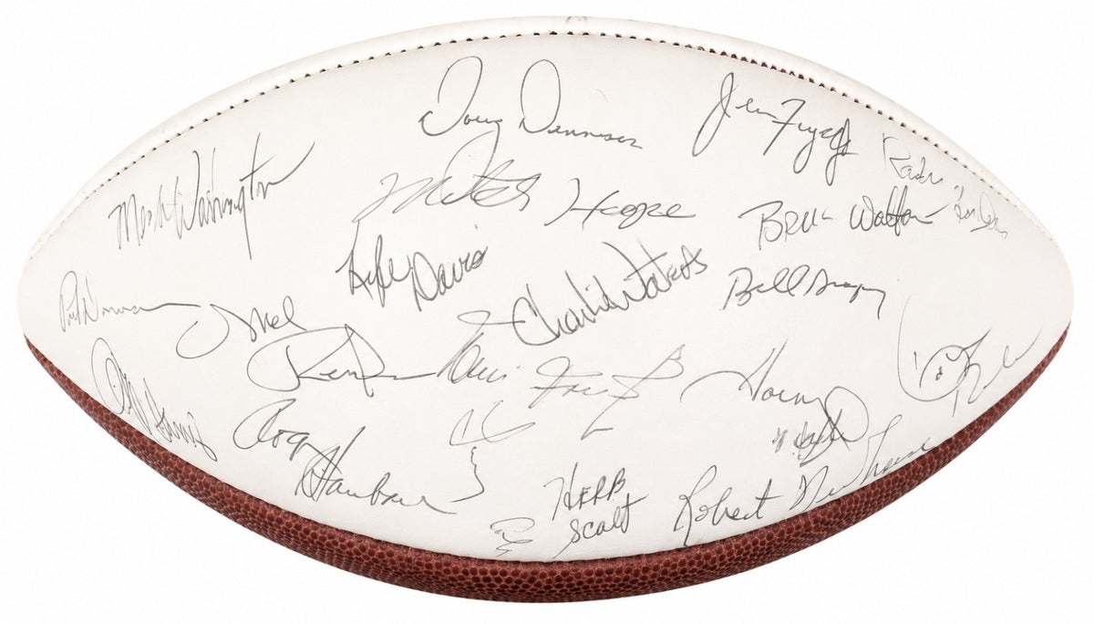 1975 NFC Champion Dallas Cowboys Team Signed Football Staubach GRAD1