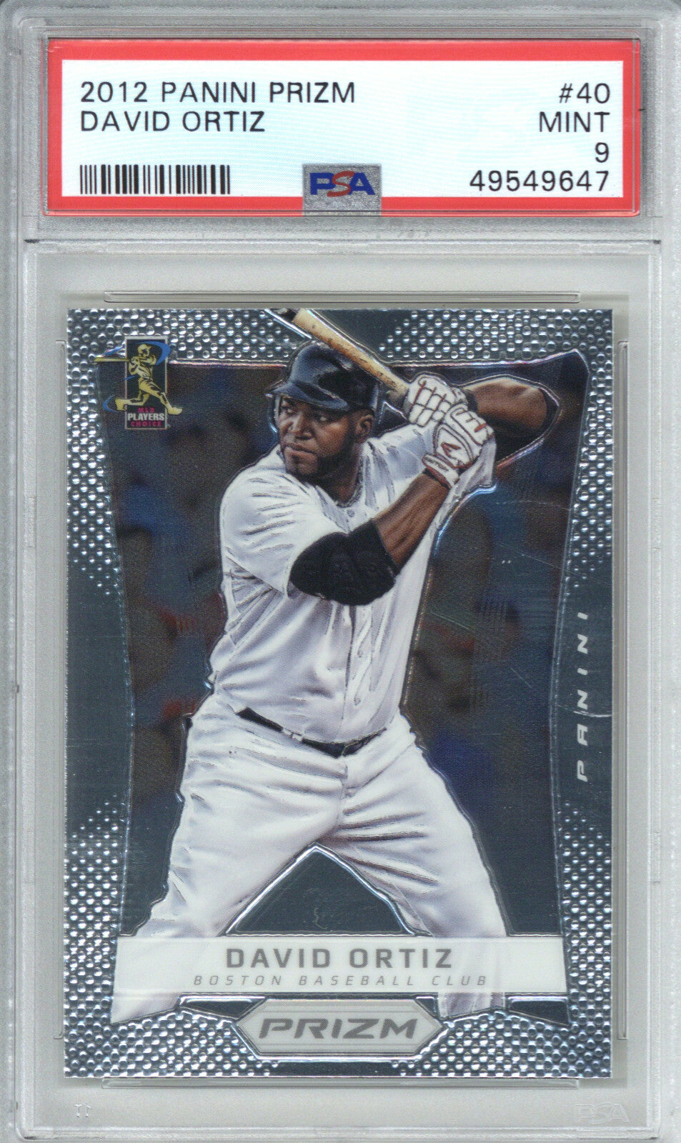 2012 Panini Prizm 40 David Ortiz PSA 90