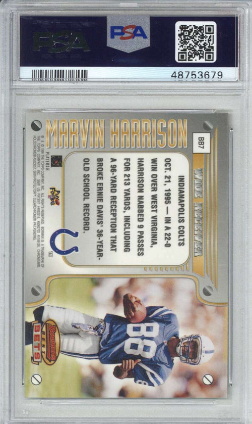 1996 Bowman's Best Best Bets BB7 Marvin Harrison PSA 91