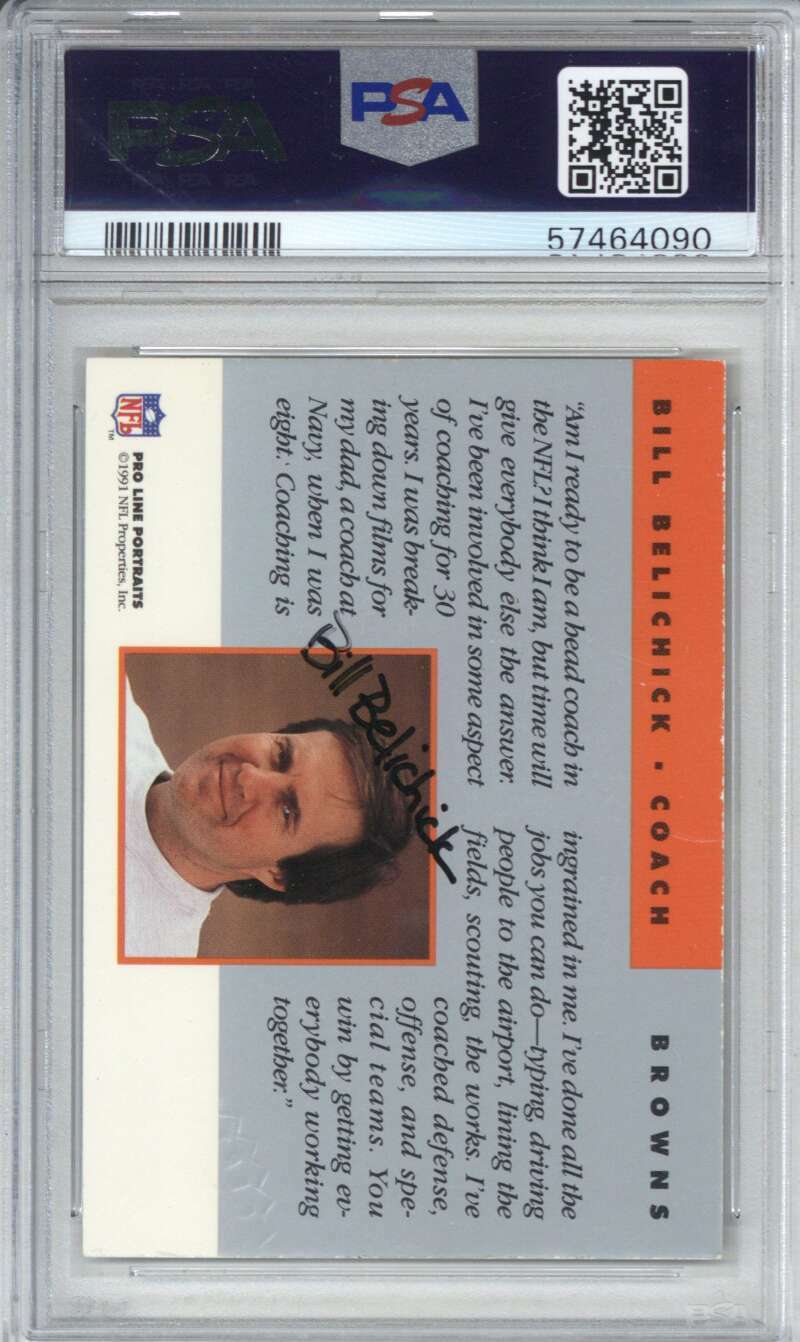 1991 Proline Portraits Bill Belichick Autograph PSA Auto 9 1