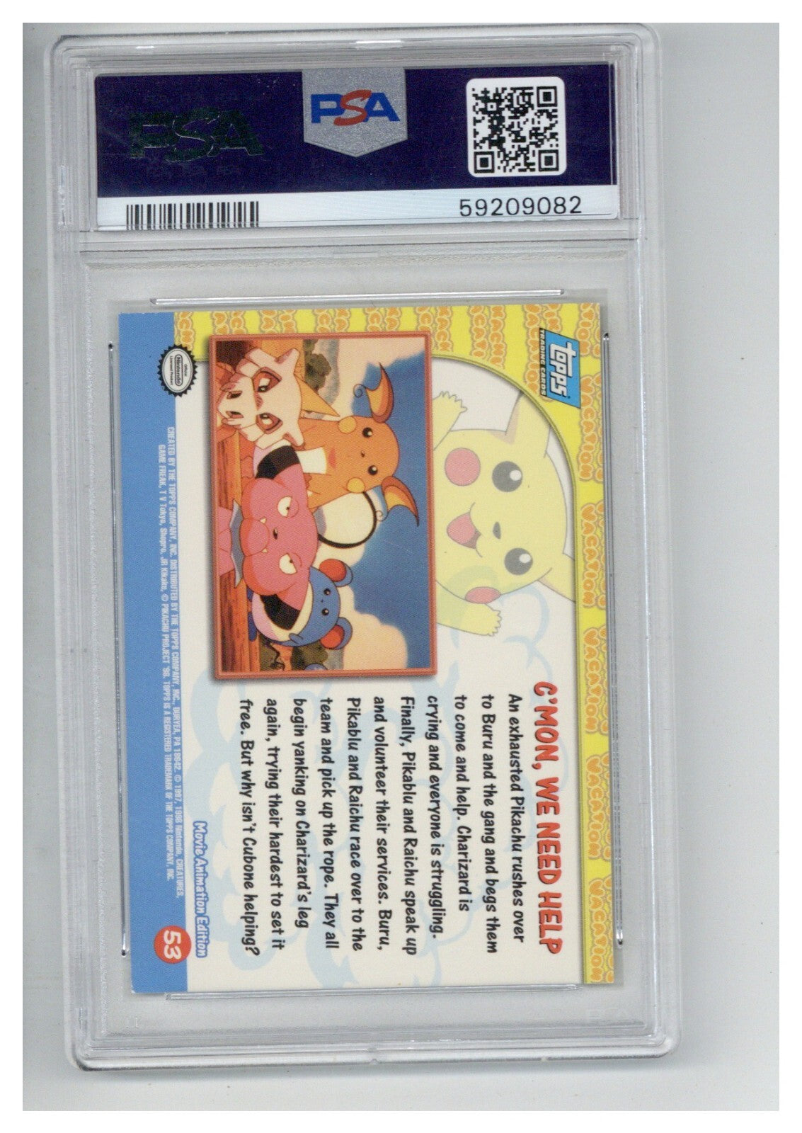 1999 Topps Pokemon the Movie Edt 53 Movie Edition C'Mon We Need Help Foil PSA 71