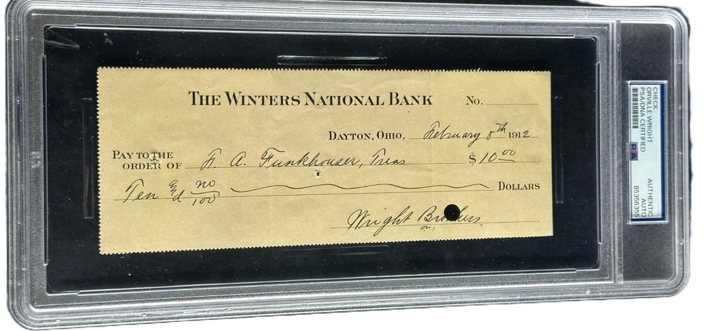 Orville Wright Signed 1912 Bank Check Wright Brothers Autograph PSA/DNA0