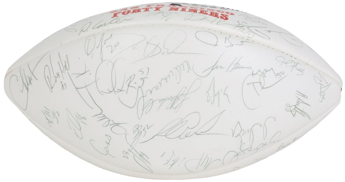 1994 Super Bowl 49ers Team Signed Football Rice Young Sanders Dent +45 PSA/DNA2