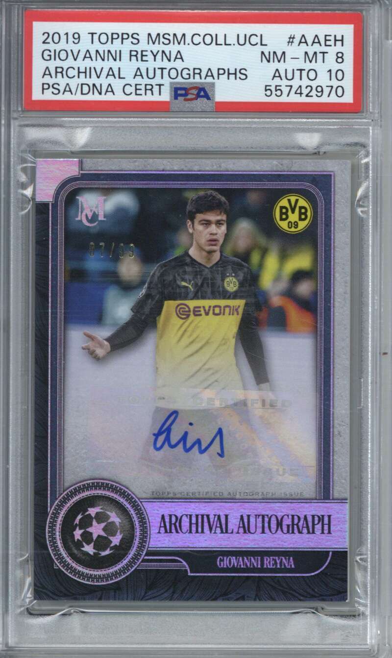 2019 Topps Museum UEFA Giovanni Reyna Archival Auto /99 RC PSA 8 10 0