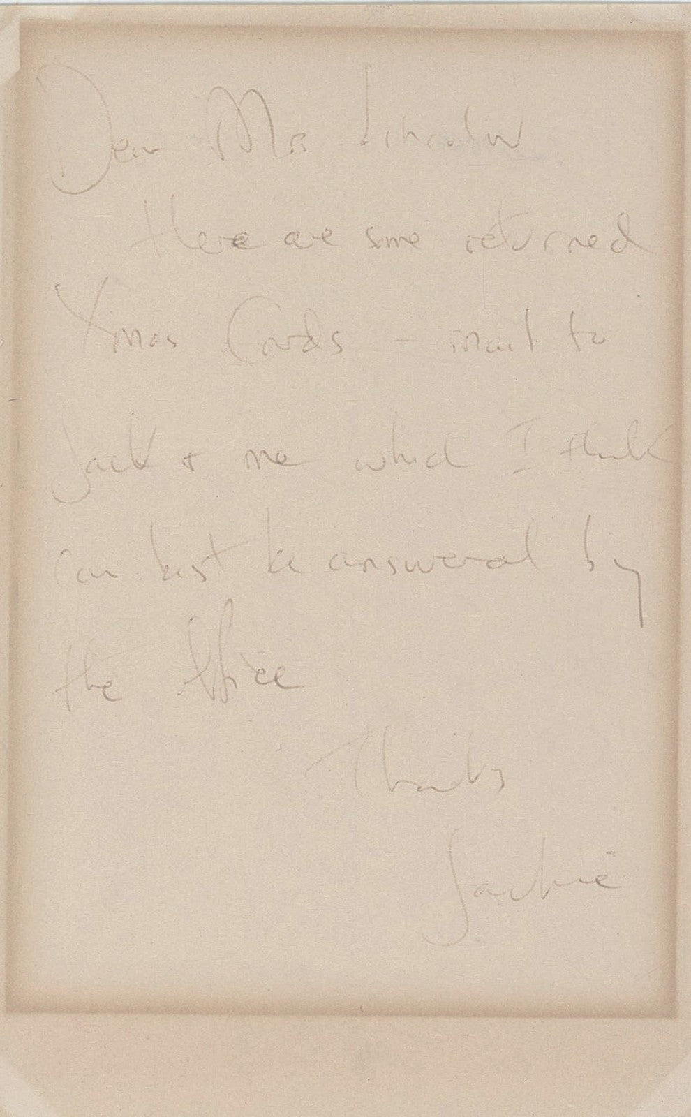 Jacqueline Kennedy Signed Auto Handwritten Letter First Lady United States GRAD0