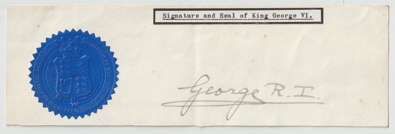 King George VI Signed Auto 2x4 Document Clipping Grad LOA0