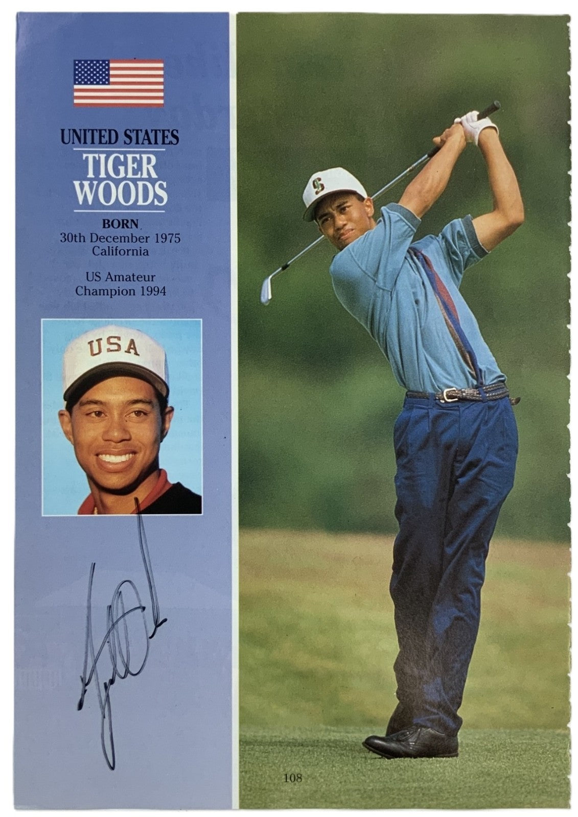 Tiger Woods Signed Auto 1995 Open Championship 7x11 Program Photo Grad LOA0