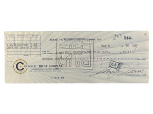 Marilyn Monroe Signed Auto 1960 Bank Check to 20th Century Fox Grad LOA