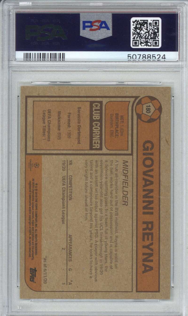 2020 Topps Living 180 Giovanni Reyna UEFA Champions League PSA 9 1