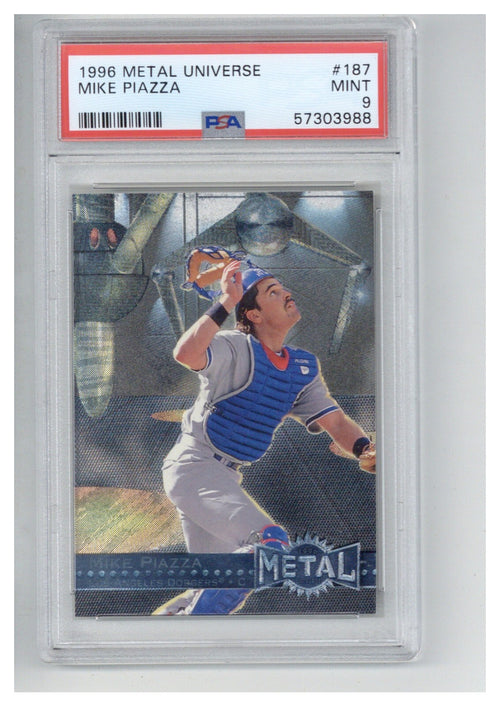 1996 Metal Universe 187 Mike Piazza PSA 90
