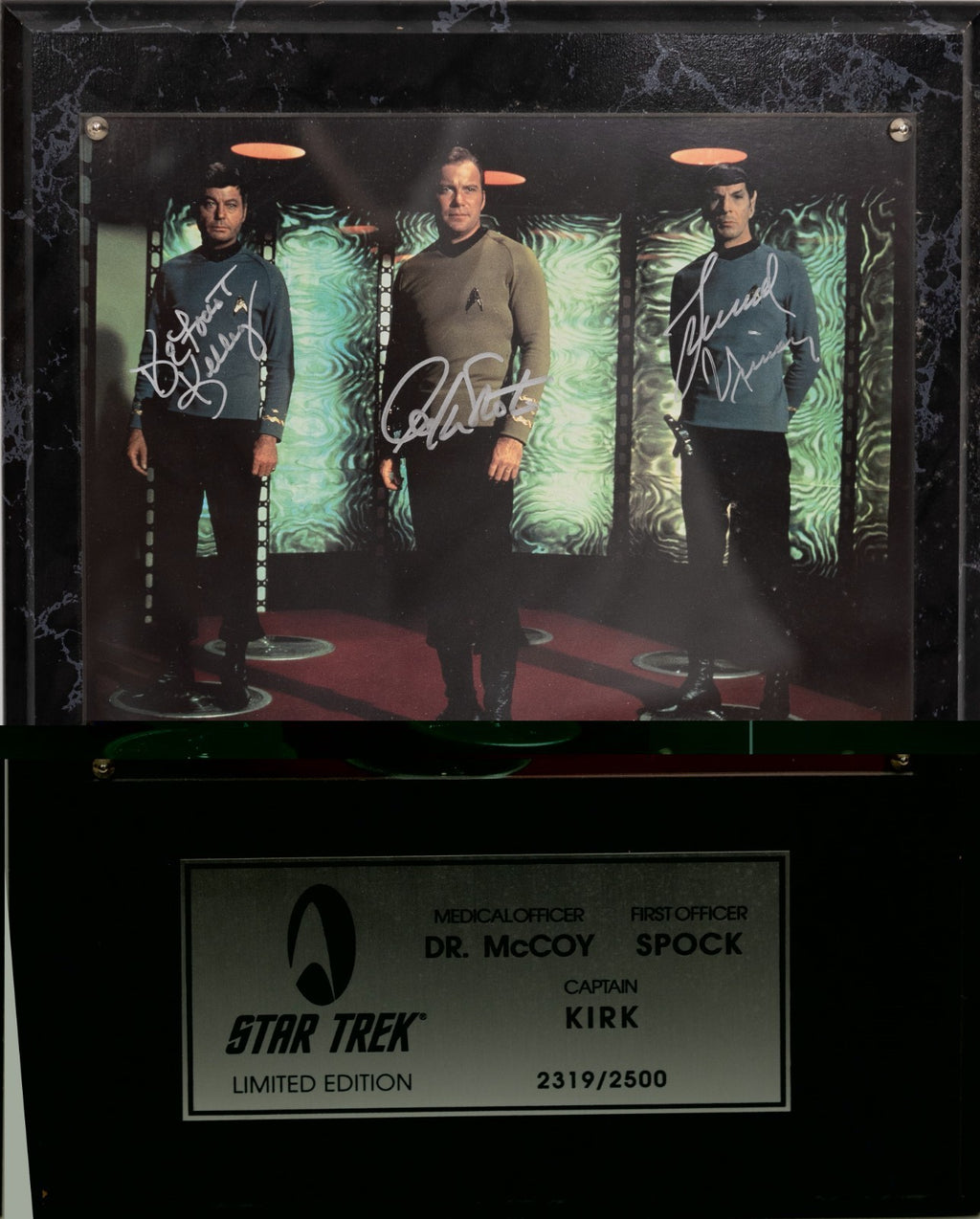 Star Trek Officers Signed Auto 8x10 Photo Nimoy Kelley Shatner LE Grad LOA0