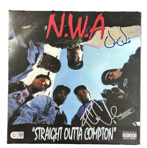 NWA Ice Cube Dr Dre Dual Signed Auto Straight Outta Compton Album LP GRAD SWAU