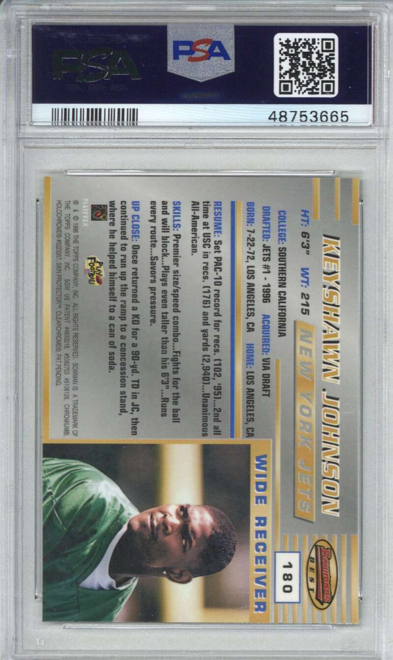 1996 Bowman's Best 180 Keyshawn Johnson PSA 91