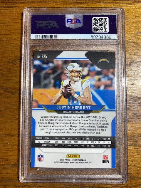 2020 Panini Prizm Justin Herbert SP 325 PSA 91