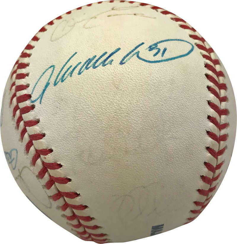 2000 NY Yankees Team Signed Autographed OML Baseball Jeter Rivera Beckett BAS 1
