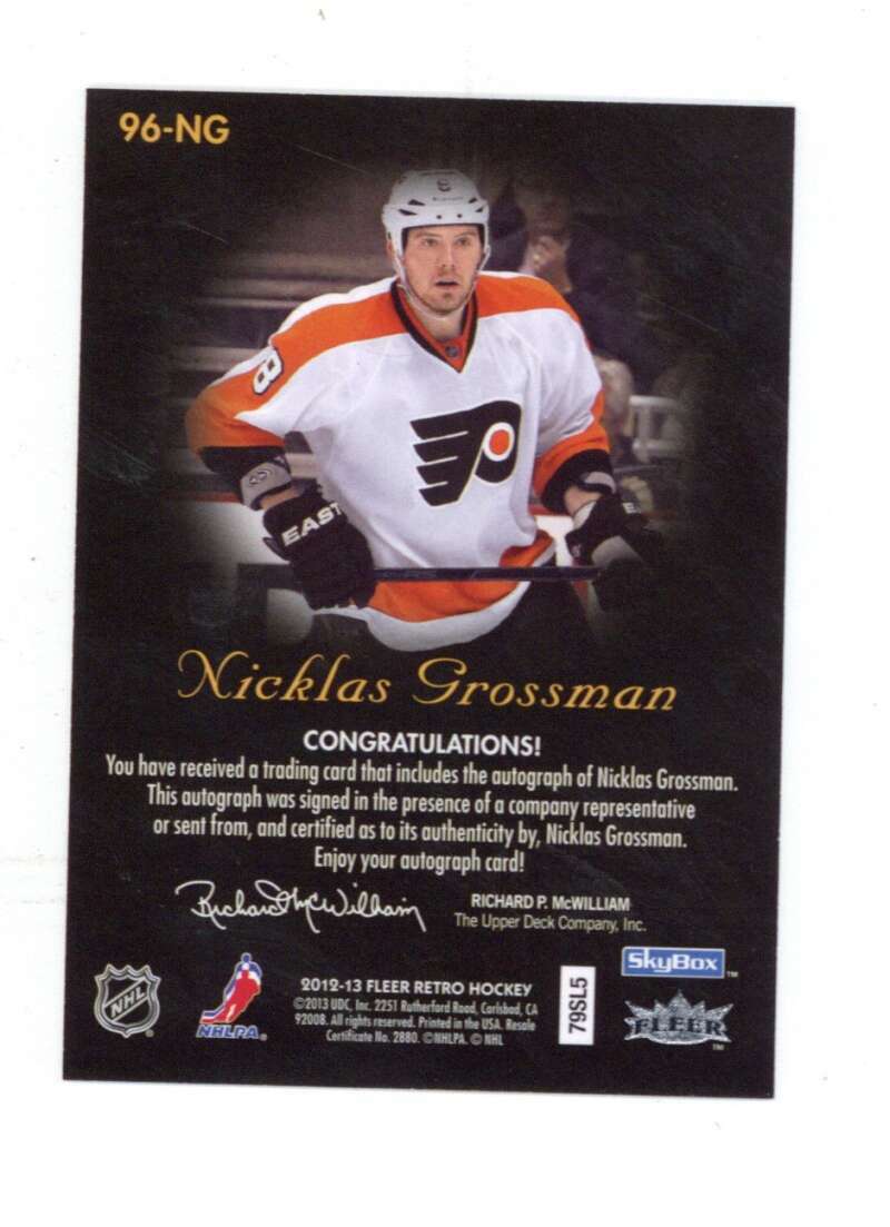 Nicklas Grossman Signed Auto 2012 13 Fleer Retro #96NG 1