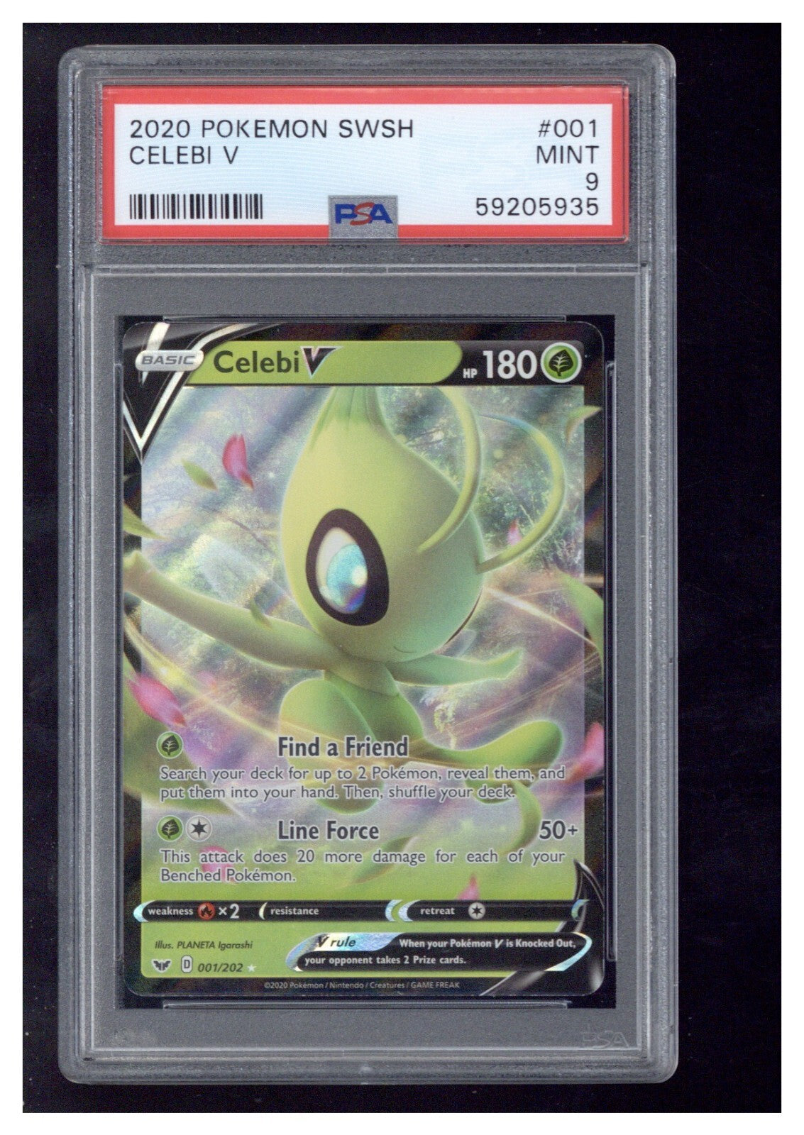 2020 Pokemon Sword & Shield 001 Celebi V PSA 90