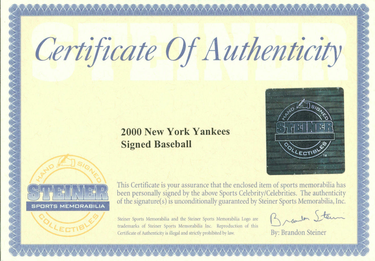 2000 Yankees Signed Autographed OML Baseball Jeter Steiner6