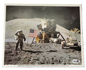 Jim Irwin Signed 8x10 Moon Photograph Apollo 15 JSA COA