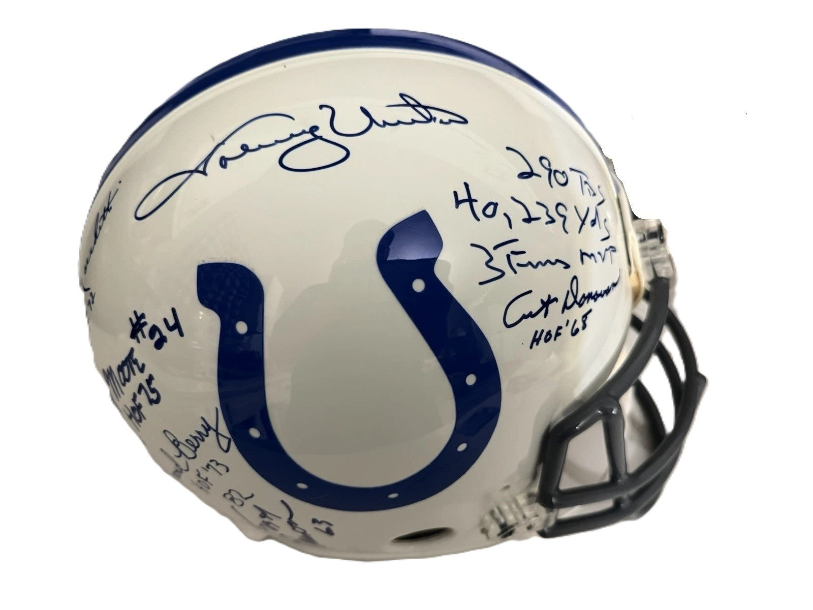 1958 Baltimore Colts NFL Champions Signed Stat Proline Helmet Unitas Moore GRAD0