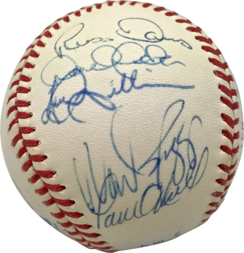 1995 Yankees Team Signed Autographed Baseball OAL Jeter Rivera Mattingly PSA/DNA3