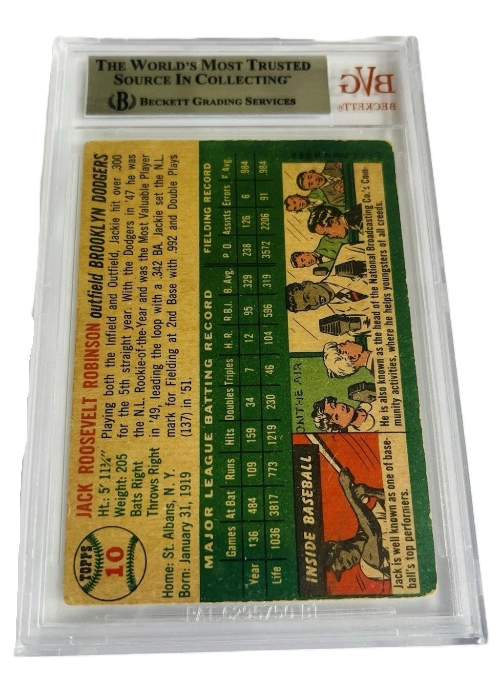 1954 Topps 10 Jackie Robinson Brooklyn Dodgers HOF Beckett BVG 2 Good1