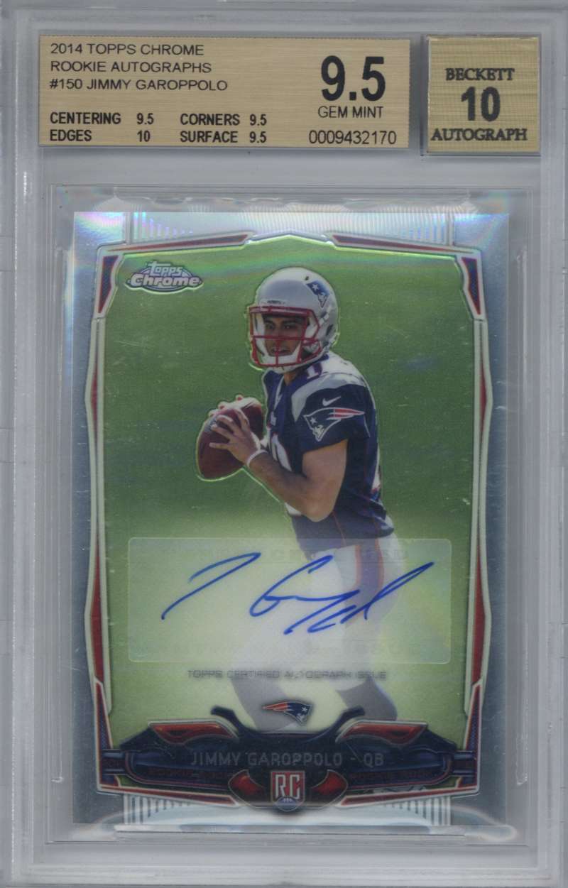 2014 Topps Chrome Jimmy Garoppolo #150 Signed Rookie RC Card BGS 9.5 Auto 100