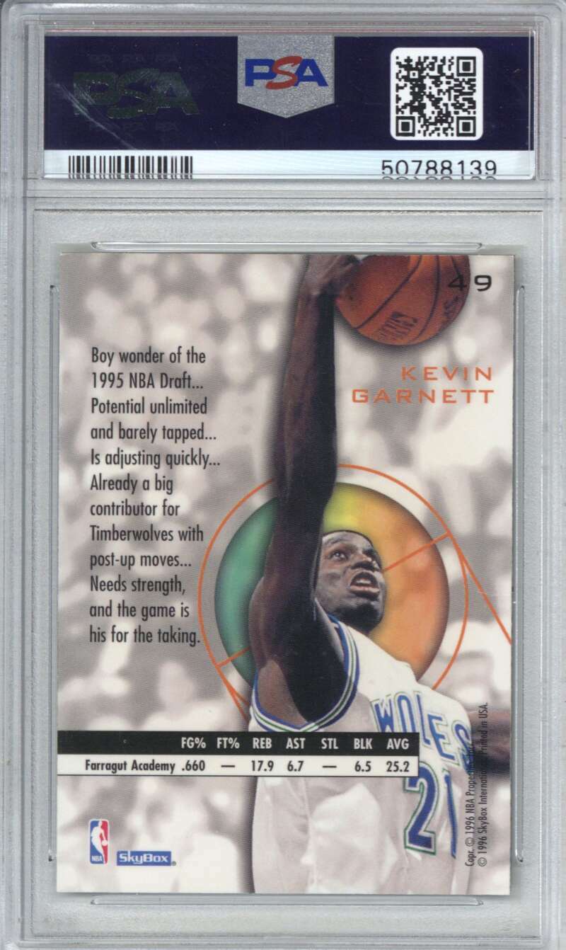 1995 Skybox E XL 49 Kevin Garnett Blue PSA 9 1