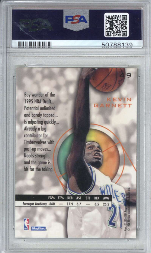 1995 Skybox E XL 49 Kevin Garnett Blue PSA 9 1