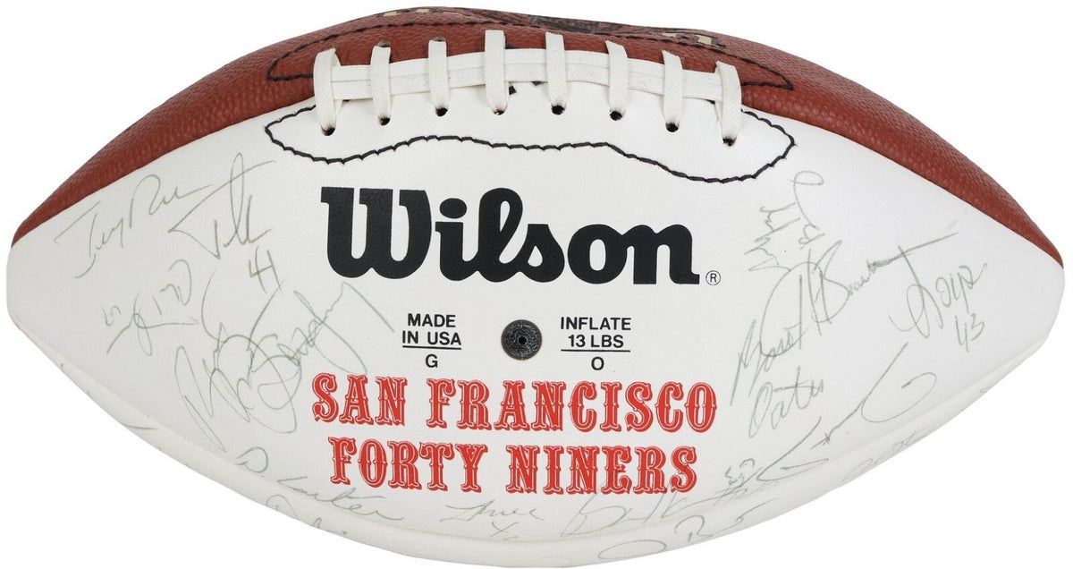 1994 Super Bowl 49ers Team Signed Football Rice Young Sanders Dent +45 PSA/DNA0