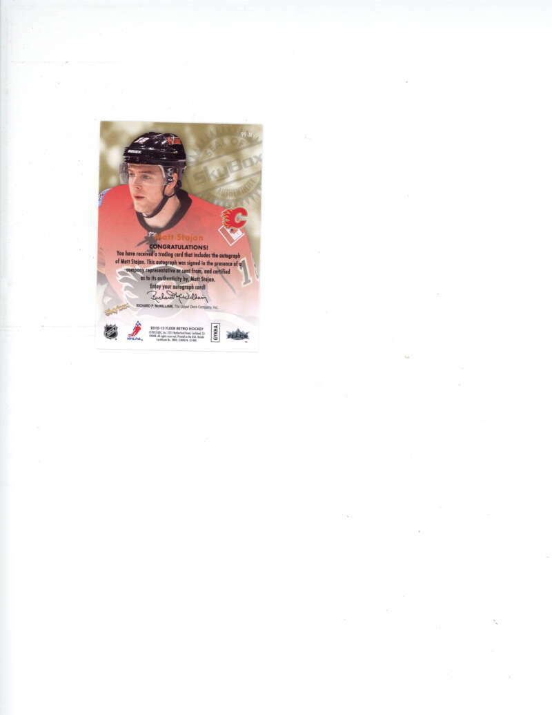 Matt Stajan Signed Auto 2012 13 Fleer Retro 1