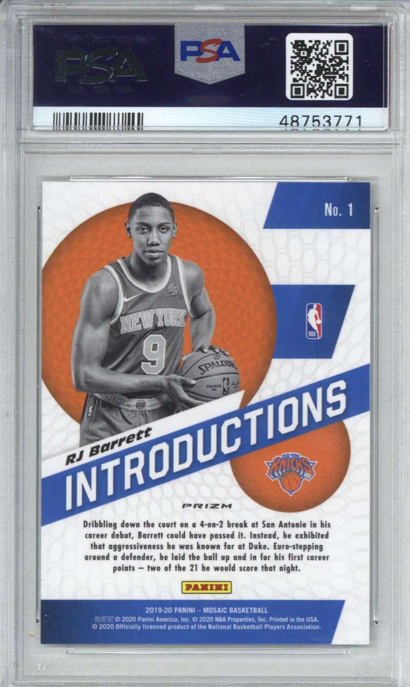 2019 Panini Mosaic Introductions 1 RJ Barrett Mosaic PSA 101