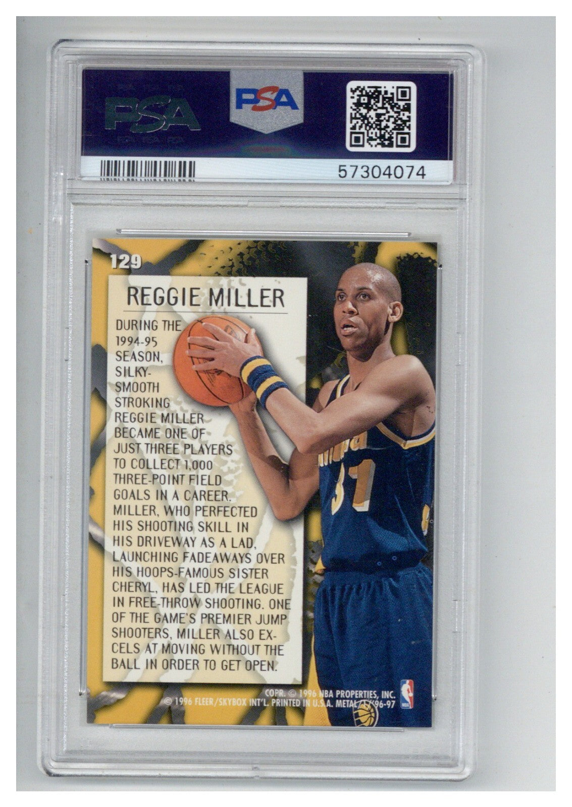 1996 Metal 129 Reggie Miller PSA 91